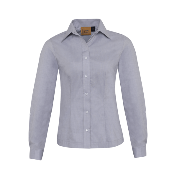 Oxford Thai Gray Double Function Long Sleeve Blouse For Women